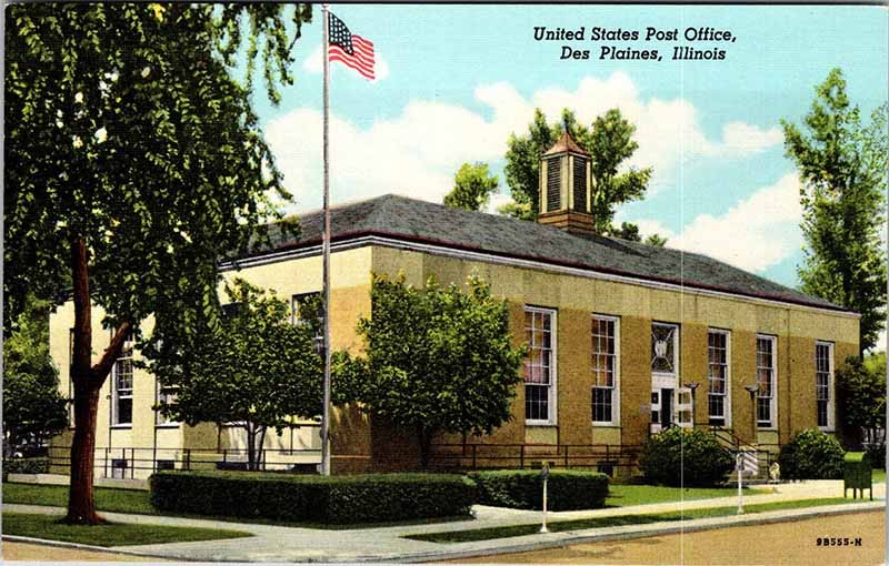 Postcard BUILDING SCENE Des Plaines Illinois IL m/09 AO6664