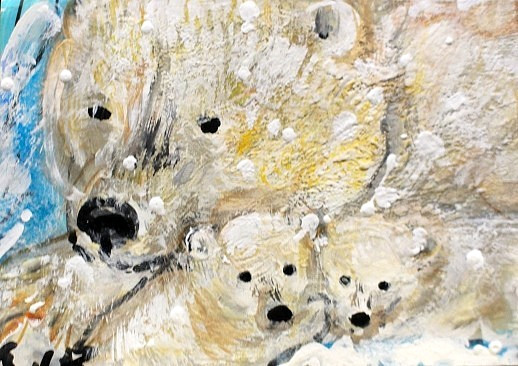 ORIGINAL ACEO Painting POLAR BEAR Winter Cub Animal White Arctic Snow ATC ART