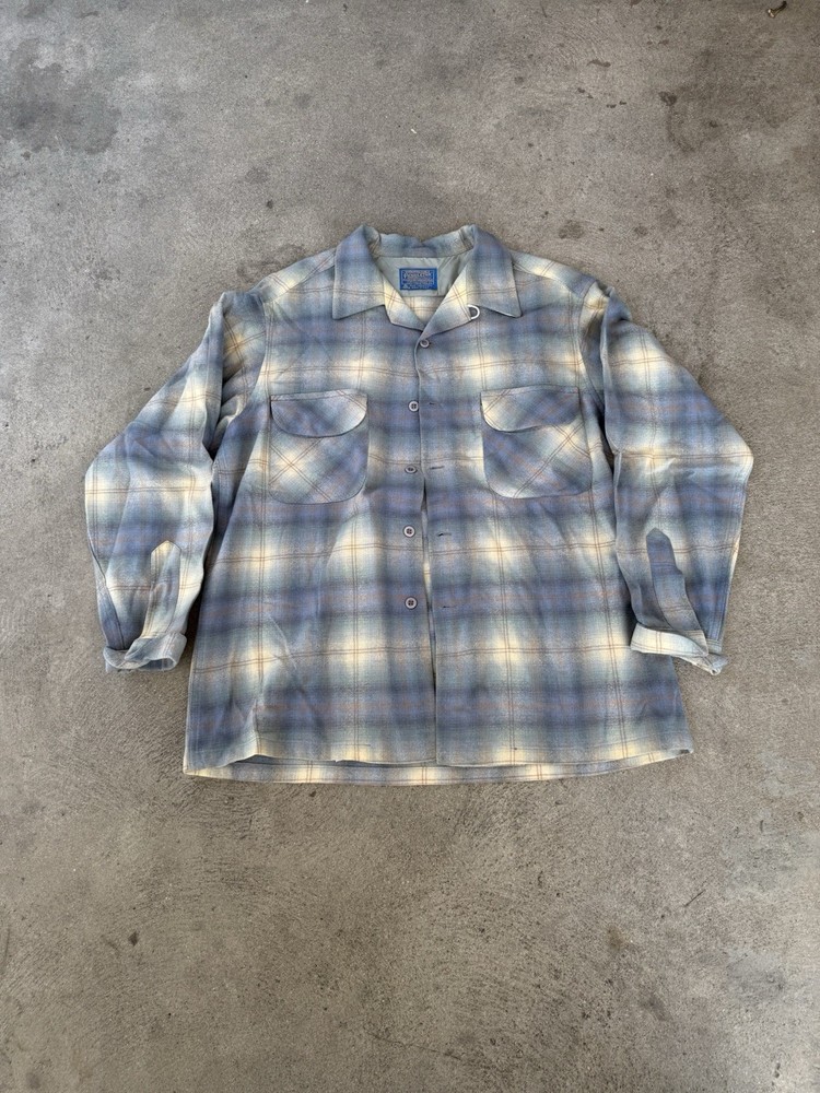Vintage 70s Pendleton Board Shirt Men’s Medium Rare Loop Collar