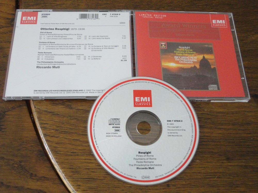 Ottorino Respighi [Composer]; Ricc, Respighi: Pini diRoma / Fontane di, audioCD