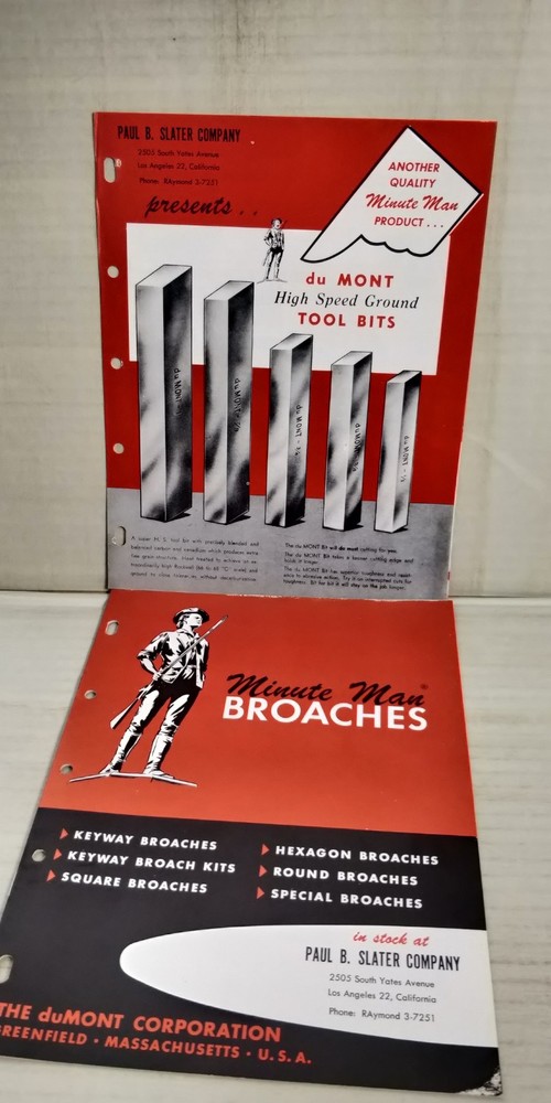 1957 Paul B. Slater company  catalogs Minute Man BROACHES + TOOL BITS C2