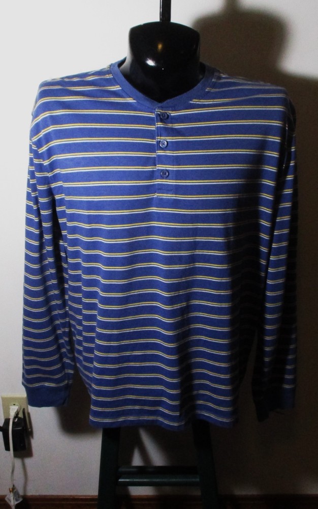 CONSENSUS Blue Long Sleeve Henley Shirt Men's Size XL