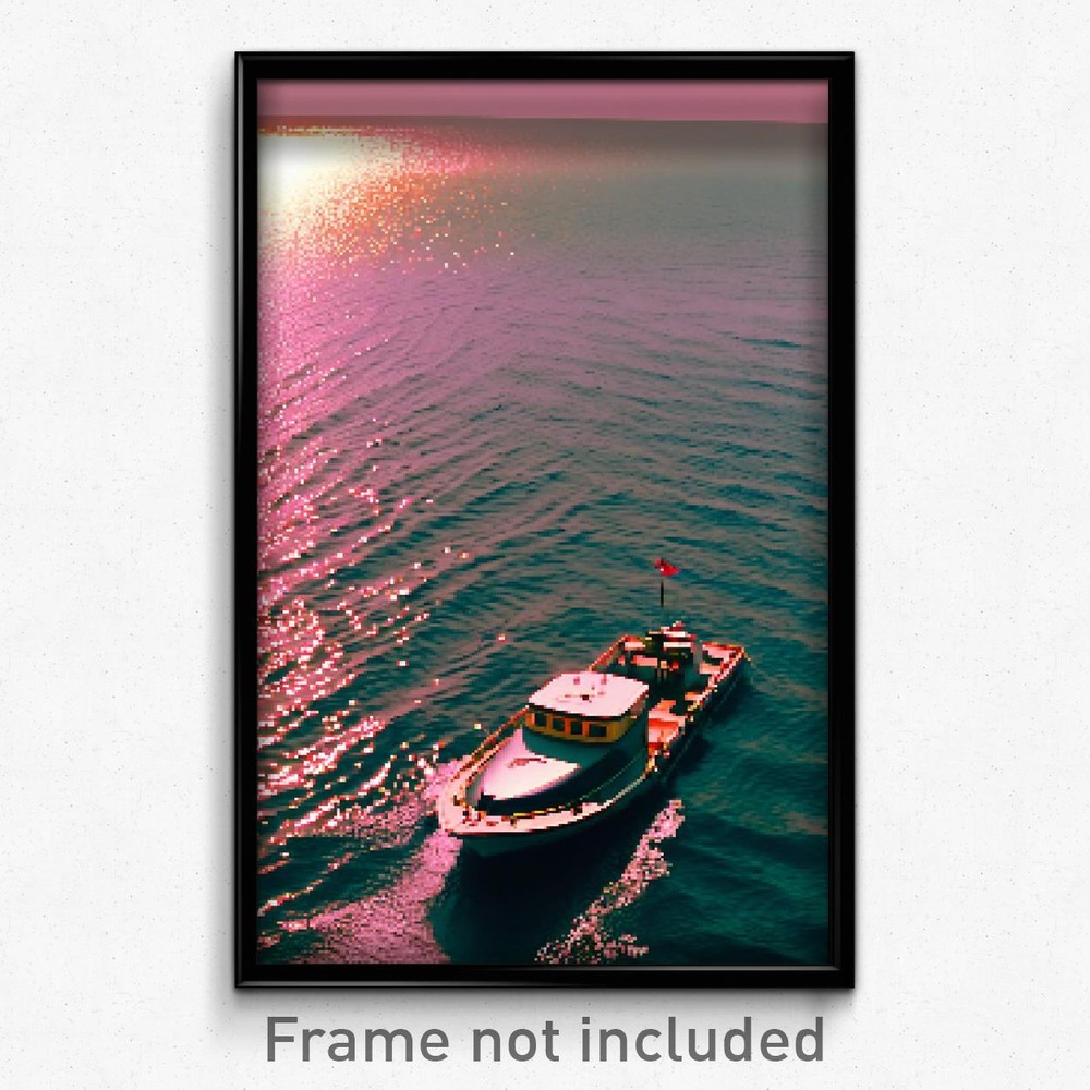 Pixel Art Poster - Conventional Boat (8 Bit Psychedelic Trippy Video Game Print)