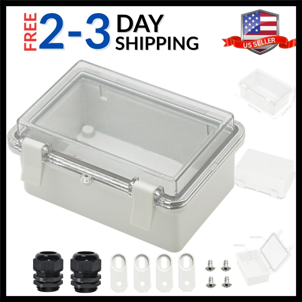 Junction Box ABS Plastic Dustproof Waterproof  Electrical Boxes Hinged Shell ...-image