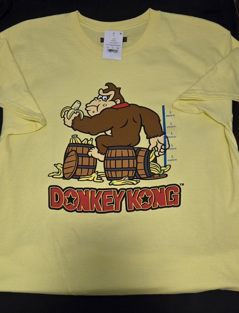 Donkey Kong T Shirt Mens L Yellow Nintendo NWT Eat Bananas