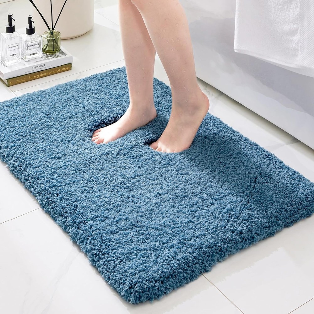 Bathroom Rugs Non Slip Washable Ultra Thick Soft Microfiber Absorbent Bath Mats
