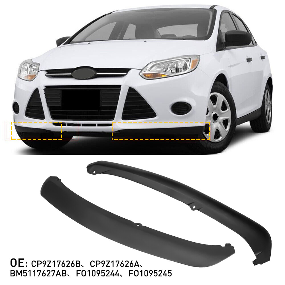 2012-2014 Ford Focus Black Plastic Lower Bumper Valence Pair Trim