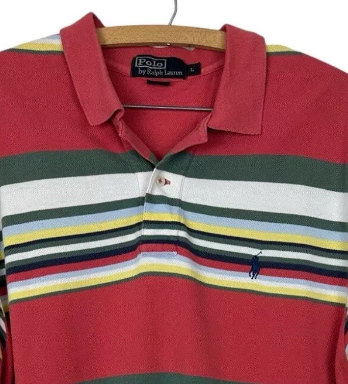 Vintage Polo by Ralph Lauren Men's Short Sleeve Striped Polo Shirt Size L