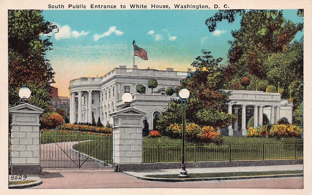Washington DC Vtg Postcard Patriotic White House South Public Entrance 1920s L6