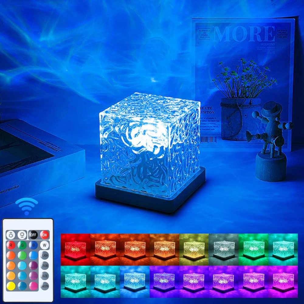 Cordless Aurora Glow Ocean Wave Projector Lamp with 16 Colors for Decor
