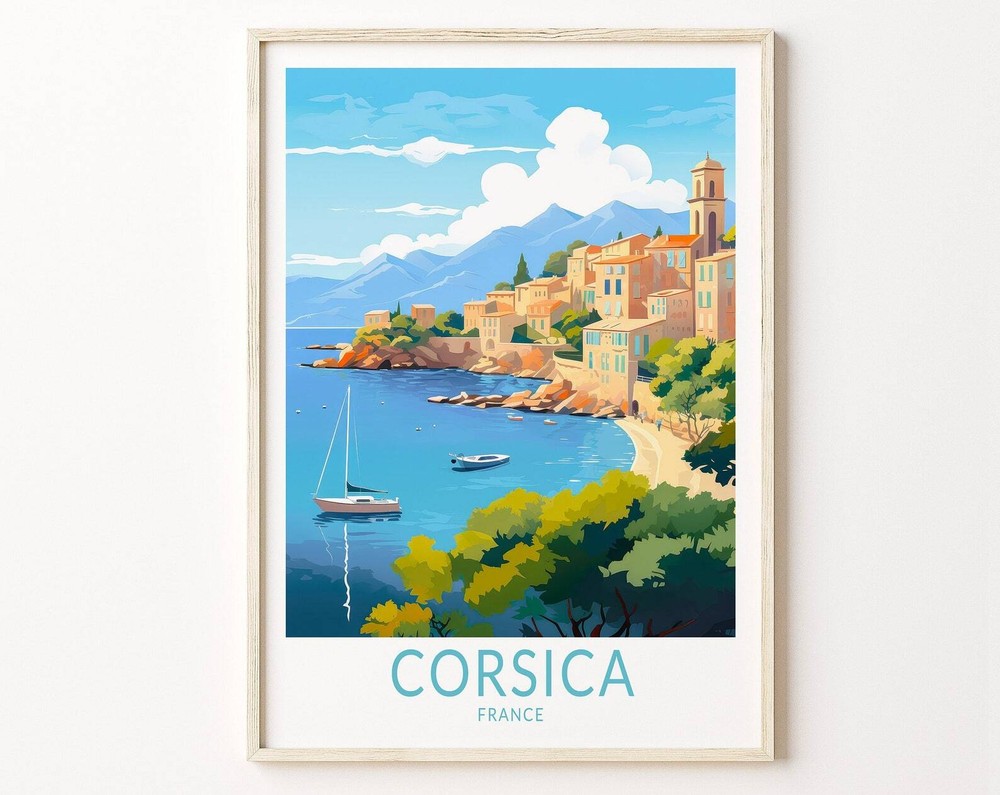 Corsica France Travel Print Corsica Coast Poster Print Corsica Coastel Wall Art