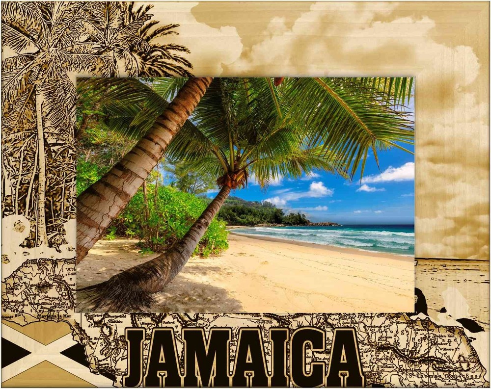 Jamaica Laser Engraved Wood Picture Frame Landscape (4 x 6)
