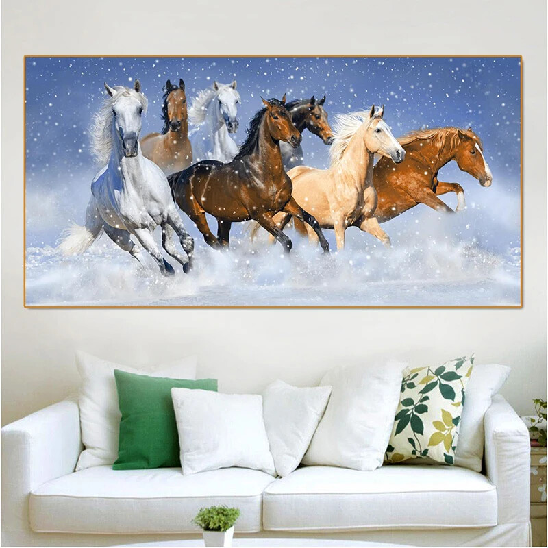 Seven Horses Animal Wall Art Canvas Painting Posters and Prints Picture