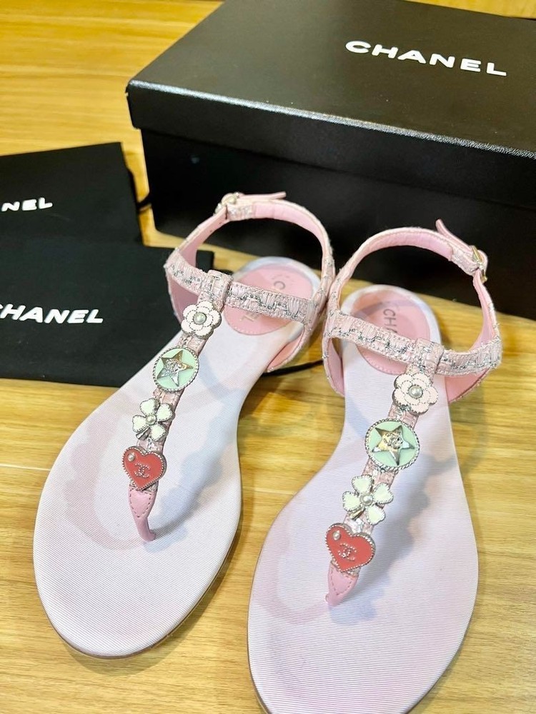 Chanel Thong Sandals Multicolor With Coco Mark