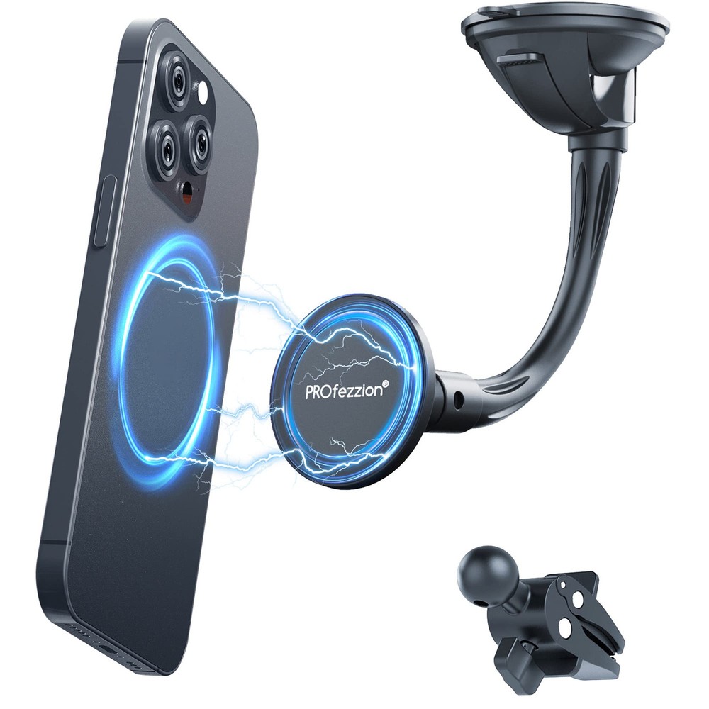 Magnetic Phone Holder with Vent Clip and Suction Cup for MagSafe Phones