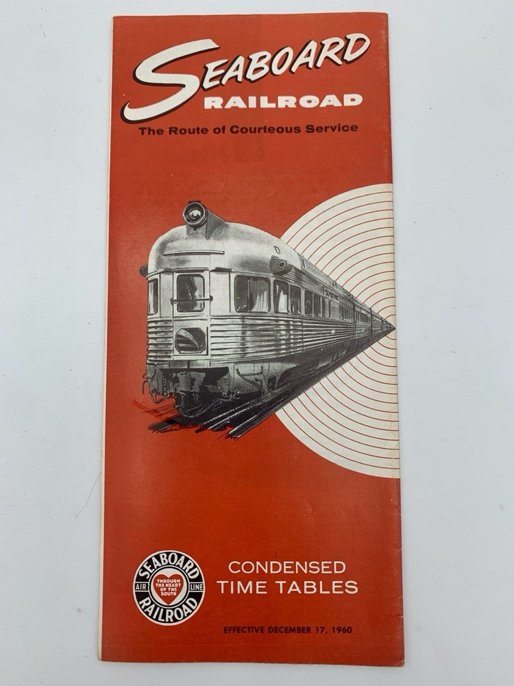 1960 Seaboard Air Line Railroad System Timetable Dec 17 Vintage