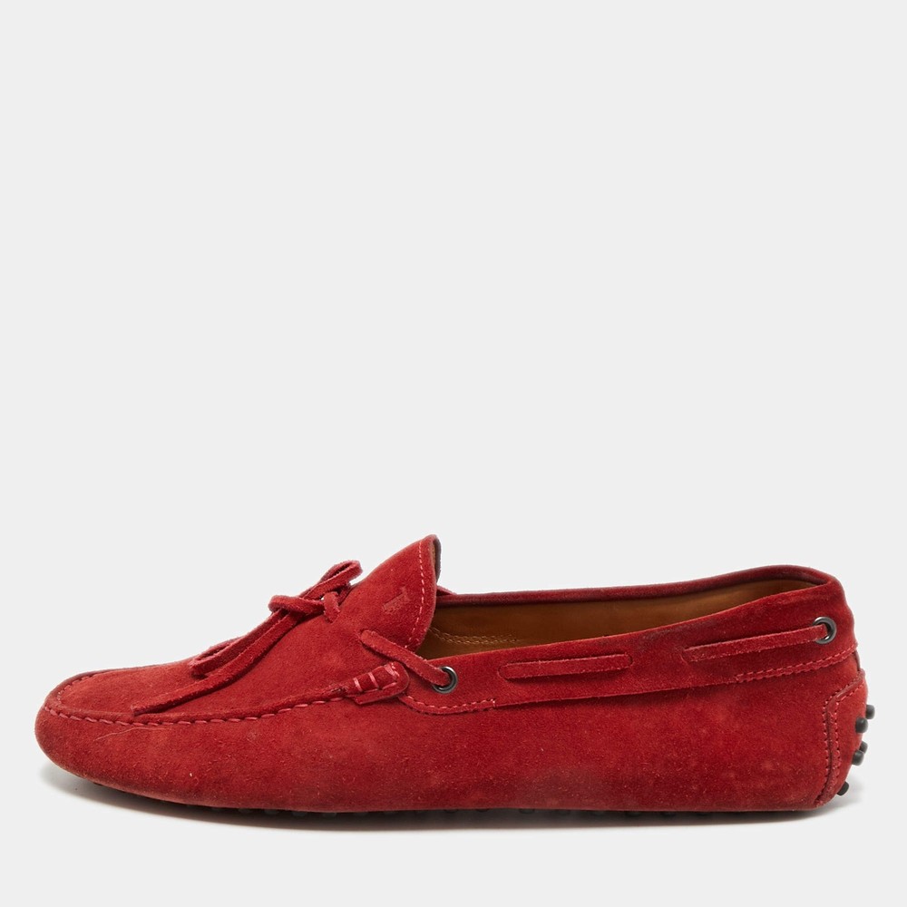 Tods City Gommino Size 42 Burgundy Suede Loafers