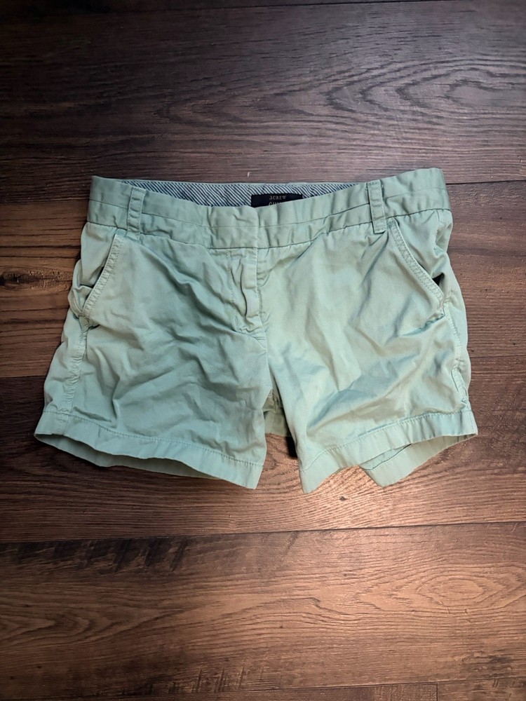 J.CREW Chino Shorts Green Women's Regular Fit Size 4 Cotton