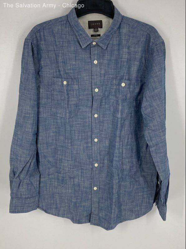 Jachs Mens Blue Cotton Collared Long Sleeve Button-Up Shirt Size 2XL