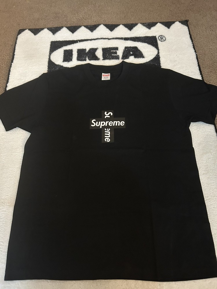 New Supreme Cross Box Logo Tee Shirt Black Size Medium