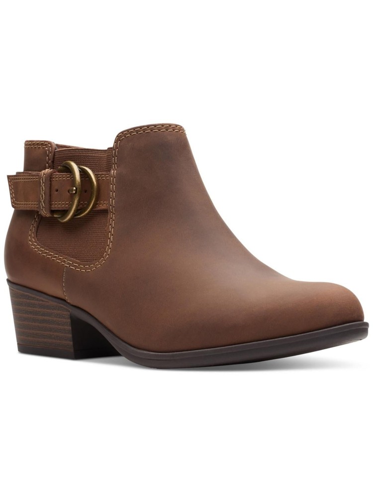 COLLECTION BY CLARKS Womens Brown Button Adreena Field Leather Booties 9.5 M