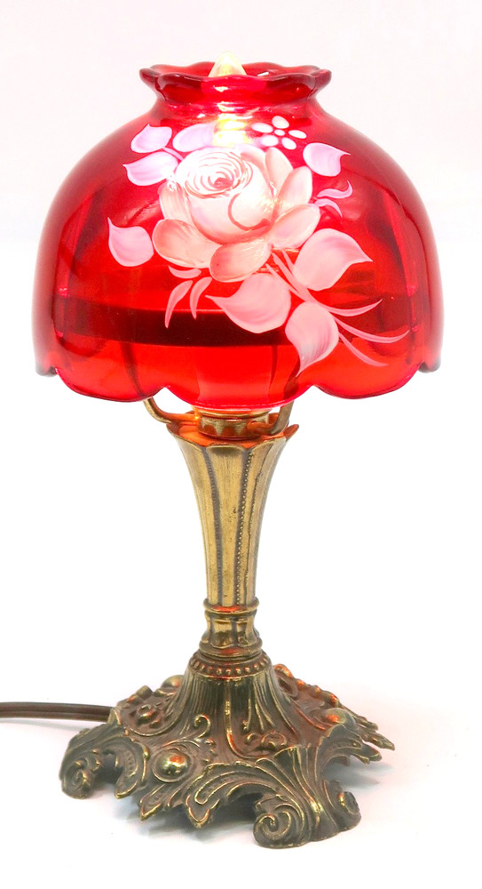 Vintage Signed Westmoreland Ruby Red Glass Electric Fairy Boudoir Lamp ~ 9-inch