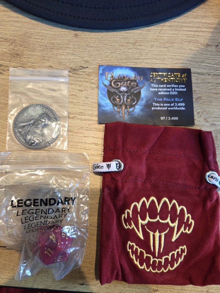 BG3 Baldur's Gate 3 D&D Treasure Pack Astarion Coin Legendary The Pale Elf Dice
