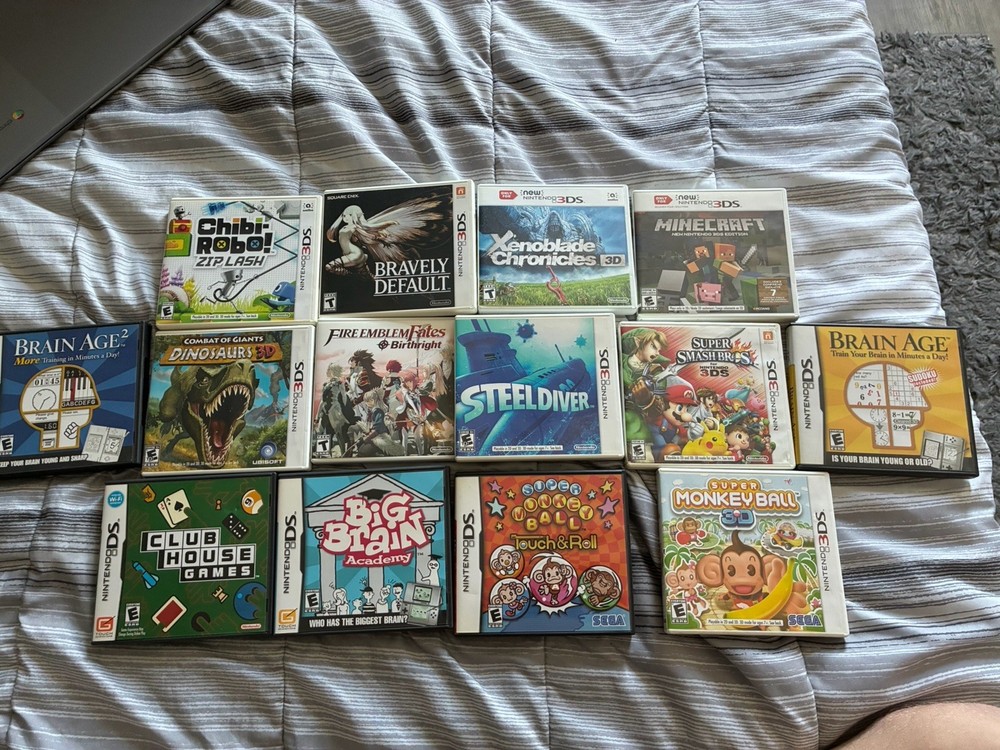 Nintendo 3DS Lot Of 14 CIB Tested Games Minecraft Fire Emblem Super Smash Brod