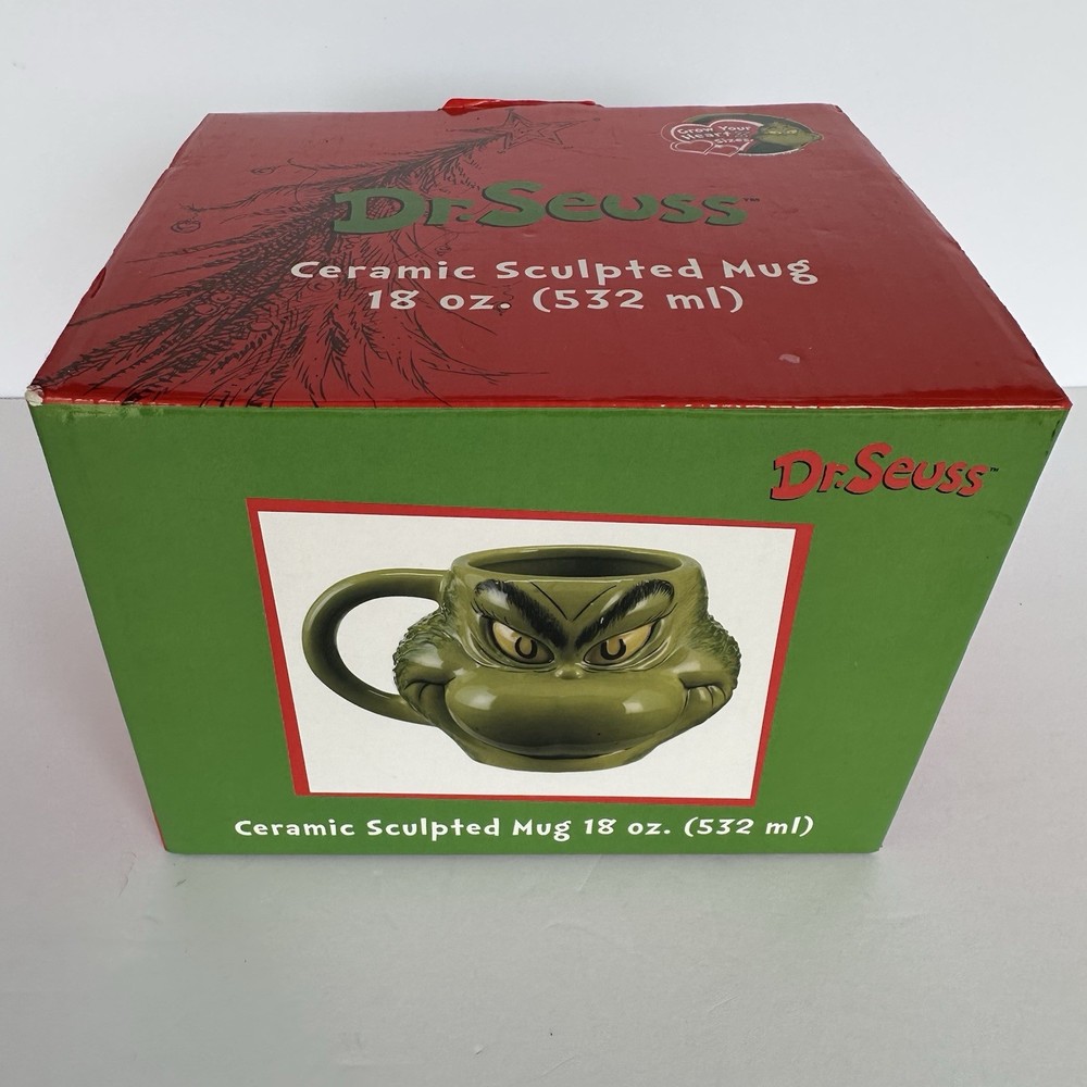 Dr. Seuss The Grinch Who Stole Christmas 3D Sculpted 18 oz Ceramic Mug Cup