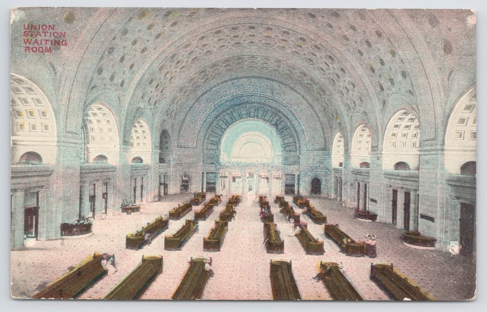 Transportation~Union Station Waiting Room Washington DC~Vintage Postcard