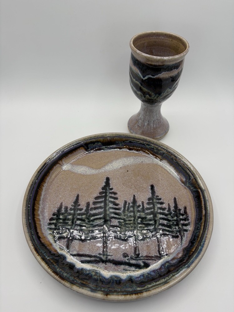 VTG Arne.Arnegard Stoneware Goblet and Plate Set