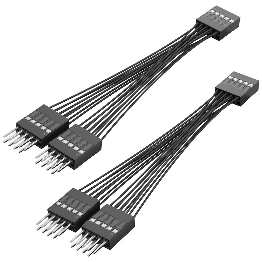2 Pack Motherboard USB 2.0 Splitter to Dual 9 Pin Extension Cable, Internal USB