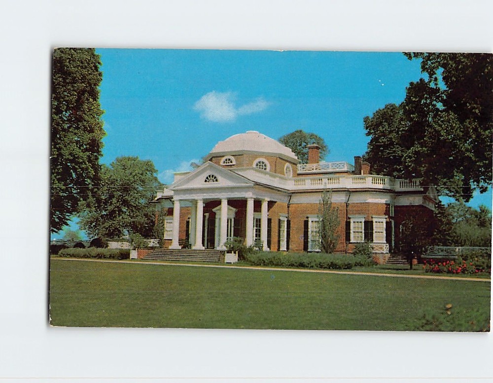 Postcard Monticello Home of Thomas Jefferson Charlottesville Virginia USA