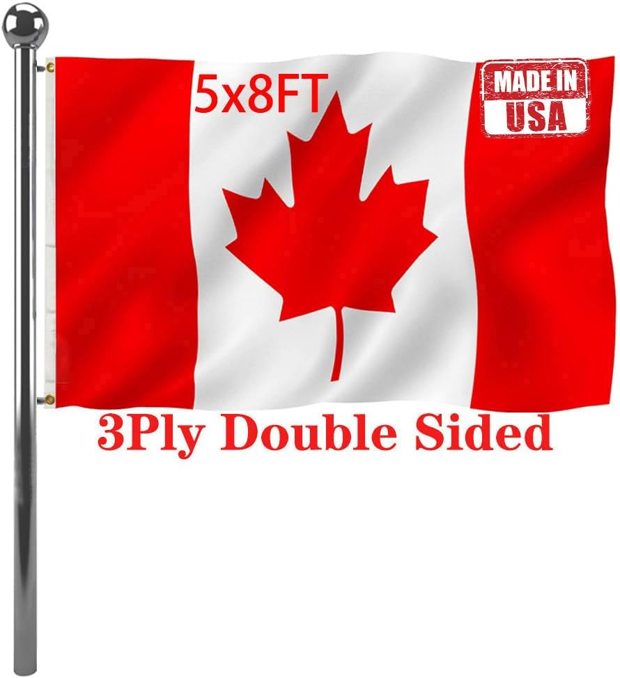 Canada Flags 5x8 Outdoor Double Sided Heavy Duty Canadian National Flag Banner with Brass Grommets