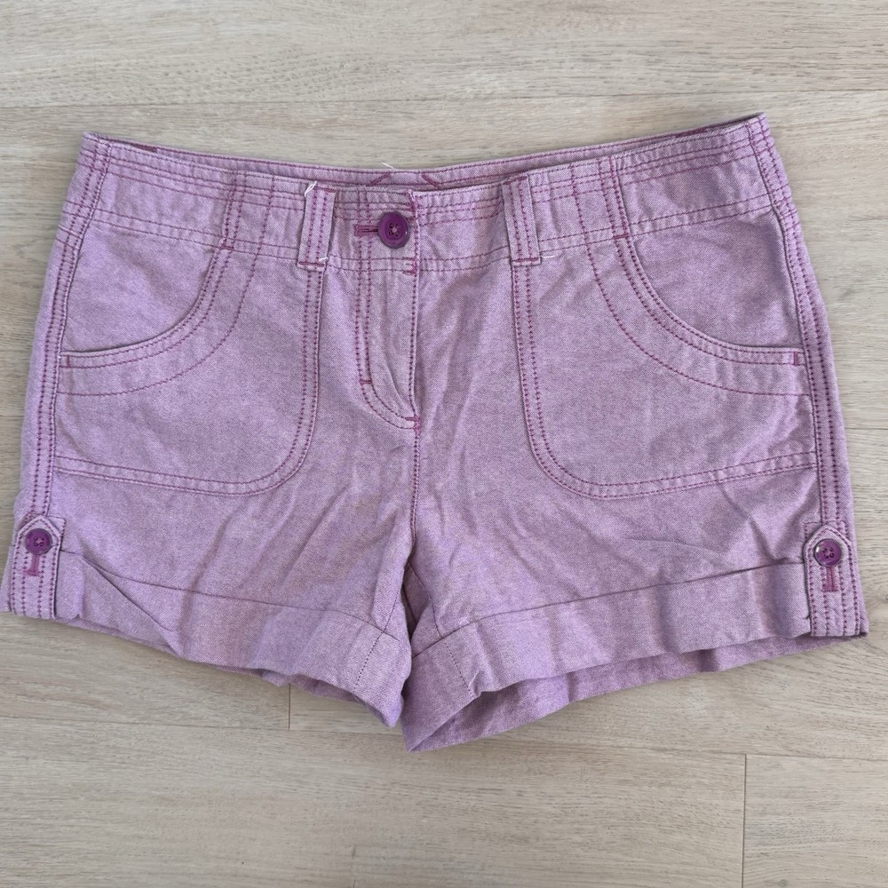 Women’s Ann Taylor LOFT Purple Cotton Shorts Sz 0 Original Casual Preppy