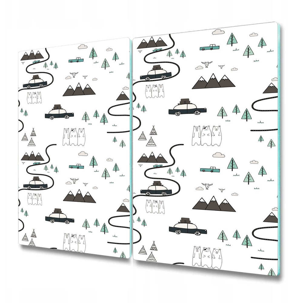 Glass Surface Protector Adventure Time Cars Forest Mountains Bears 2x30x52