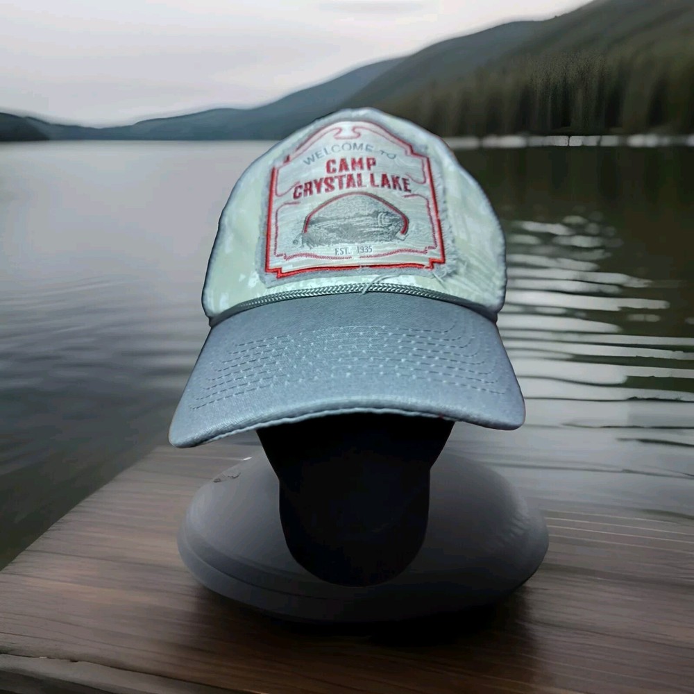 NWT Camp Crystal Lake Friday The 13th Rare Cap Hat Horror Jason W/ Pin Halloween
