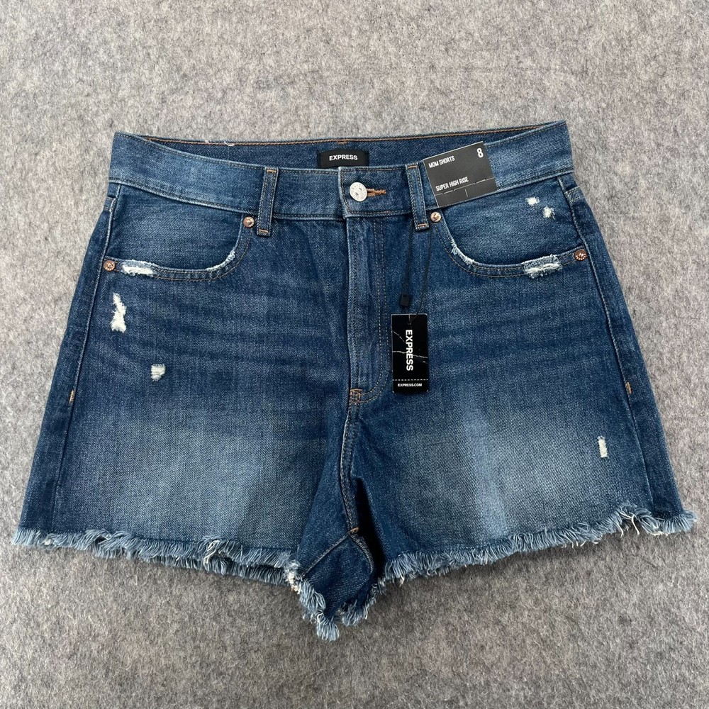 Express Womens Mom Shorts Super High Rise Denim Shorts Size 8 NEW