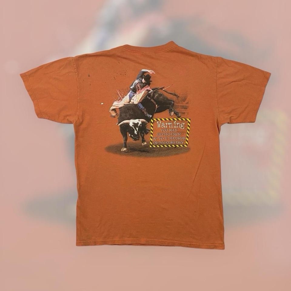VTG Y2K Wrangler Western Rodeo Cowboy T Shirt Adult L Orange Faded Grunge Punk