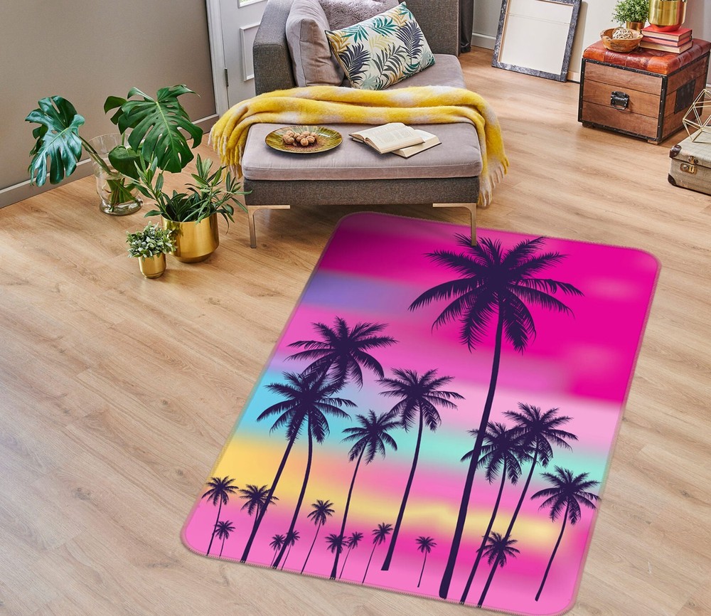 3D Pink Coconut Palm ZHUC2547 Game Non Slip Carpet Mat Photo Carpet Amy