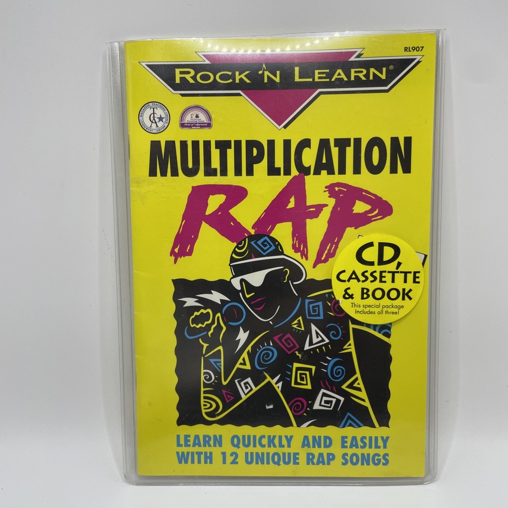 1991 Rock N Learn Multiplication RAP Book and Cassette Tape only Vintage