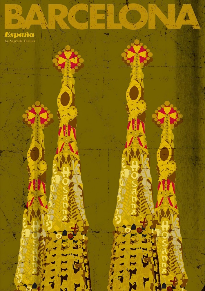 Barcelona Spain Vintage Travel Poster Print