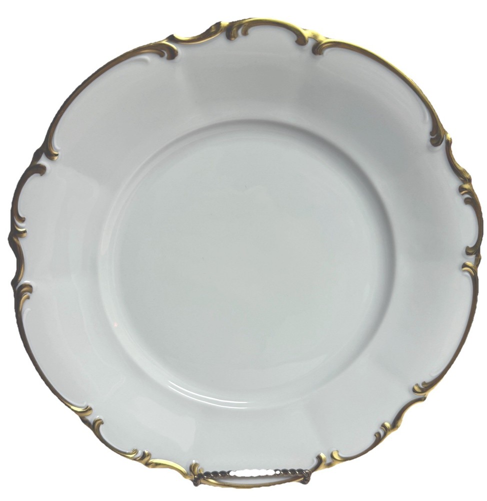 2 Vintage HUTSCHENREUTHER Selb Bavaria Dinner Plates w/Gold Trim ~ Brighton