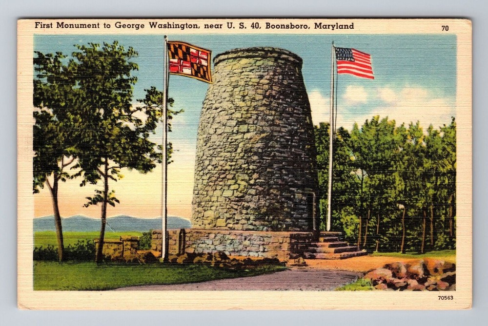 Boonsboro MD-Maryland, First Monument to George Washington Vintage Postcard