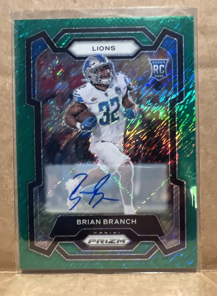 2023 Panini Prizm BRIAN BRANCH No. 328 Green Shimmer ROOKIE Auto RC #1/5 LIONS