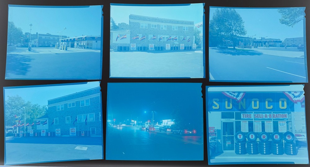 LOT OF 67 Sunoco gas station tires pumps signs 1950s 1960s mylar photo negatives