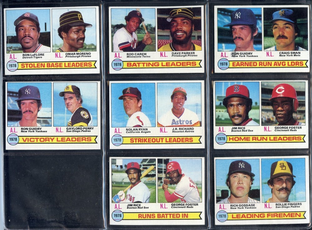 1979 Topps Complete League Leader Set (8) W/ Nolan Ryan Rod Carew Jim Rice