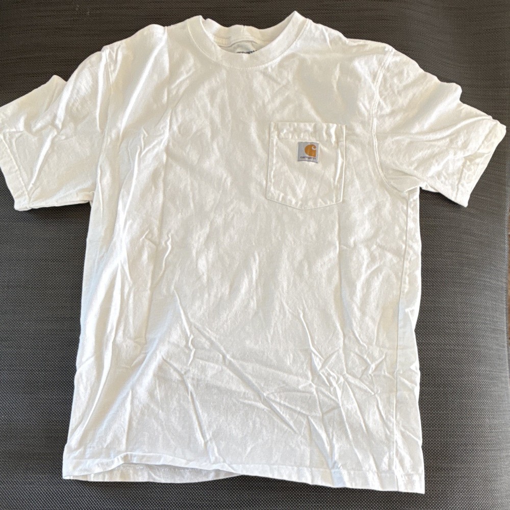 Carhartt Men's Loose Fit Pocket T-Shirt White Solid Short Sleeve Crew Neck M