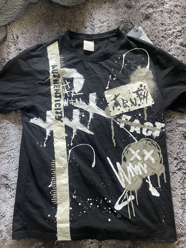 Smoke Rise Men's Black Graphic Print Crew Neck Short Sleeve Logo T-Shirt Size L