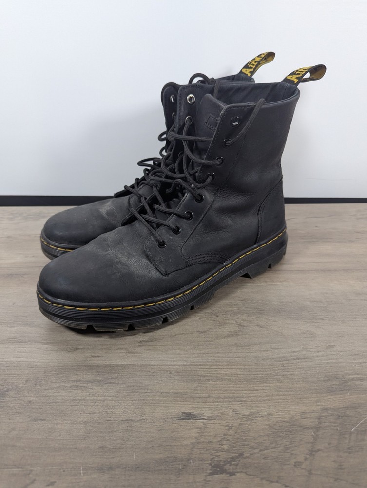 Dr Martens Combat Boots Mens 11 Womens 12 Black Combs Leather Docs AW004
